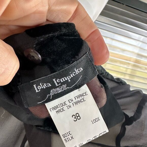 Lolita Lempicka Premier Silk Black Long Button Up Velvet Cover Jacket Small - Picture 13 of 15